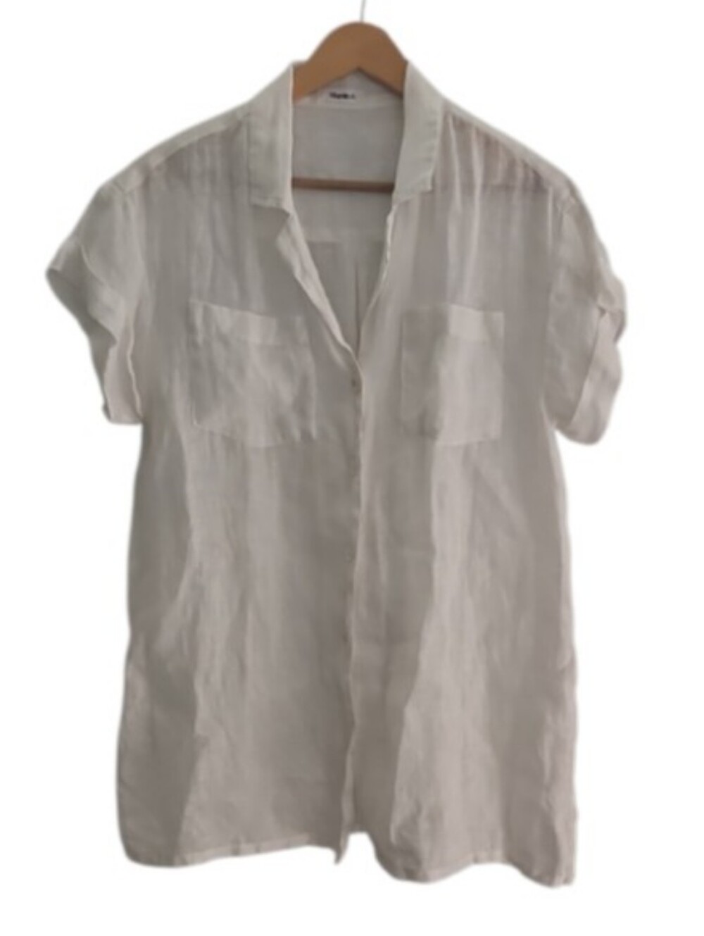 Vitamin A 100% Linen Shirt Women’s S White Button Front Coastal Resort Top
